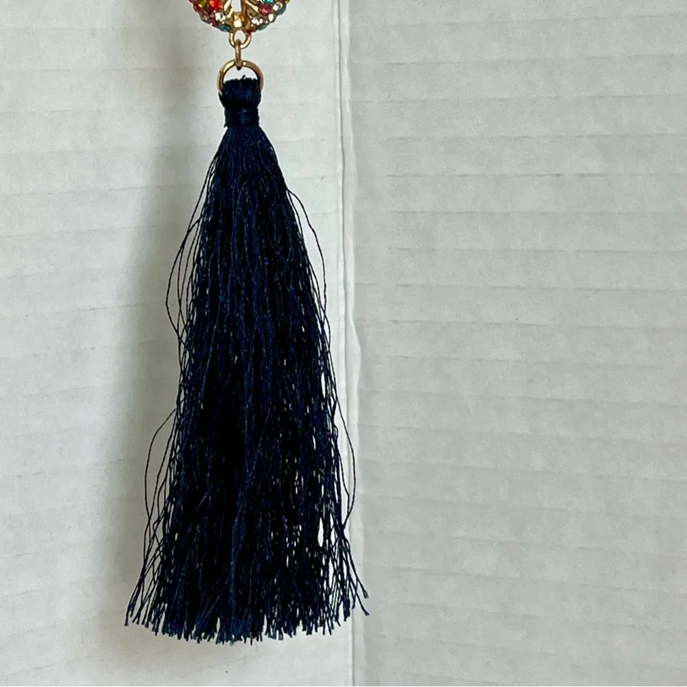 Tommy Bahama Beaded Tassel Necklace Shell Rhinestone Boho Beachy tropical Mala - Picture 4 of 6